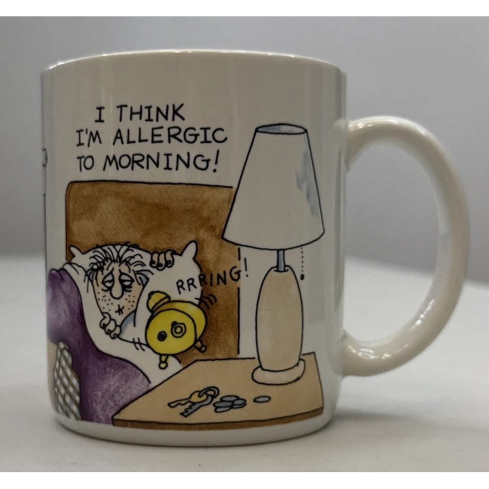 Vintage Hallmark Smile Mug I Think I'm Allergic To Morning Coffee Cup 1980s
